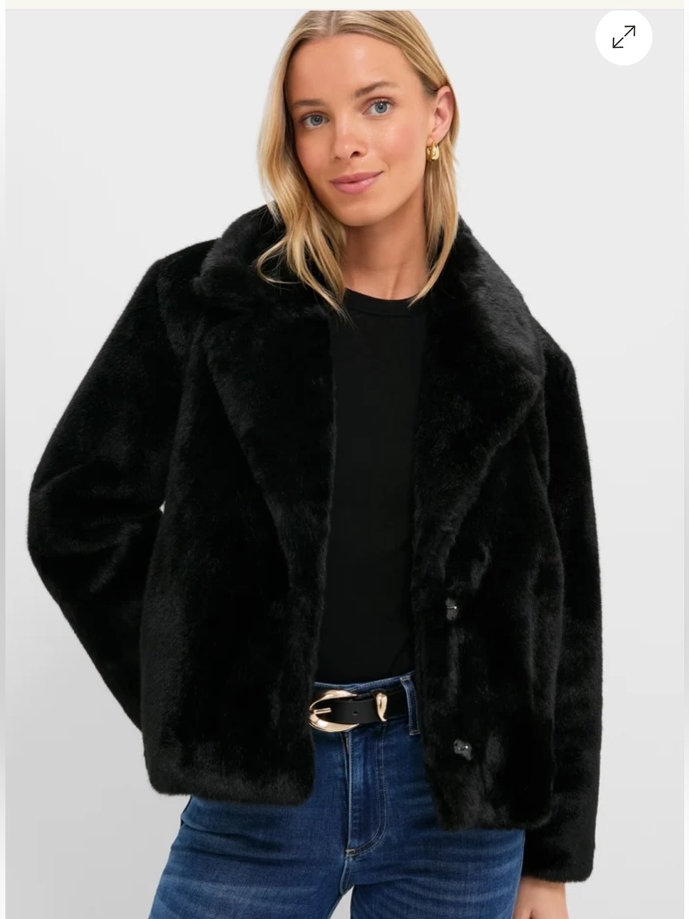 Tuckernuck - Hyacinth House Black Faux Fur Taos Jacket Size M NWT